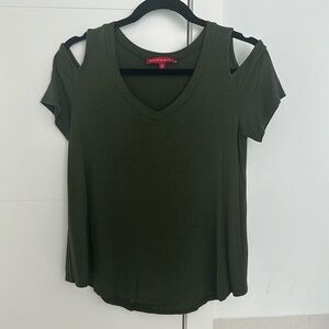 Saks Fifth Avenue: Green Top w/ Shoulder Cutouts
